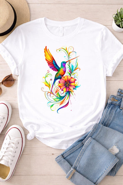 Hummingbird and Flower Tattoo Digital Download Black and White and Color PNG Elegant Nature Realistic Art
