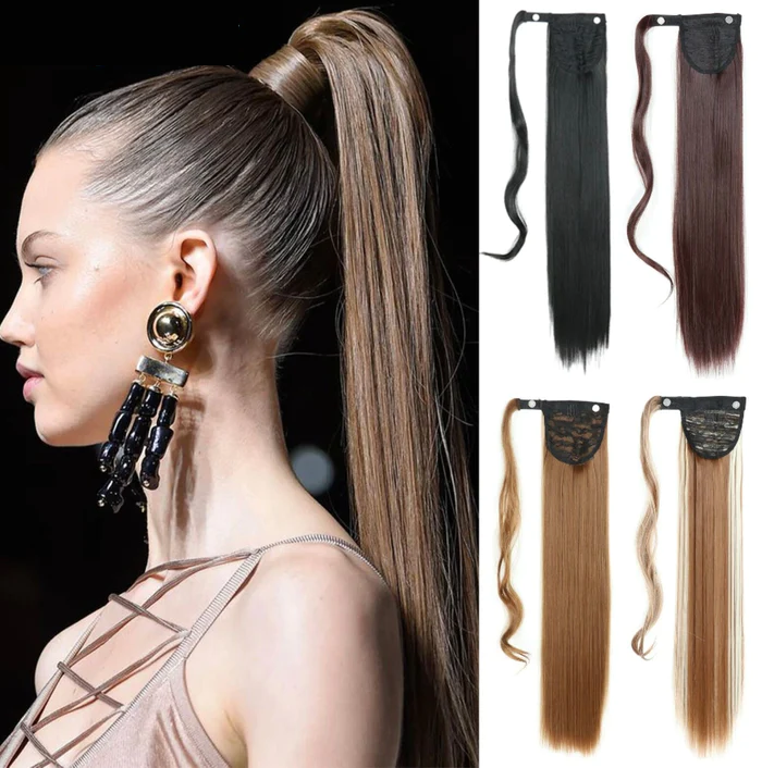 Long Straight Ponytail , Clip In Ponytail Hair Extension , Synthetic Fake Hair Best Seller