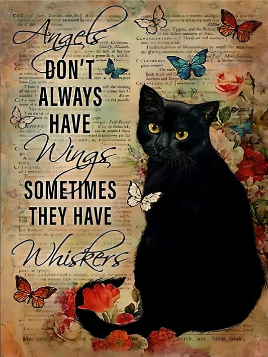 Black Dog and Cat Angels Don't Always Have Wings Vintage Style DIY Printable Art Unique Pet Dog Cat Lovers Gift Idea Digital Art Poster Digital Download Art Print