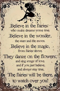 Believe In The Fairies - Digital Download  - AI Enhanced High Resolution - Custom Design One of a Kind Retro Vintage Style DIY Wall Art