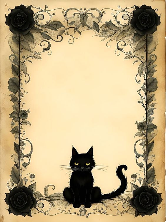 Vintage Digital Ephemera Paper AI Created Wicca Witch Design - Digital Download Art Paper for Junk Journal Scrapbook Cottage Core DIY Craft