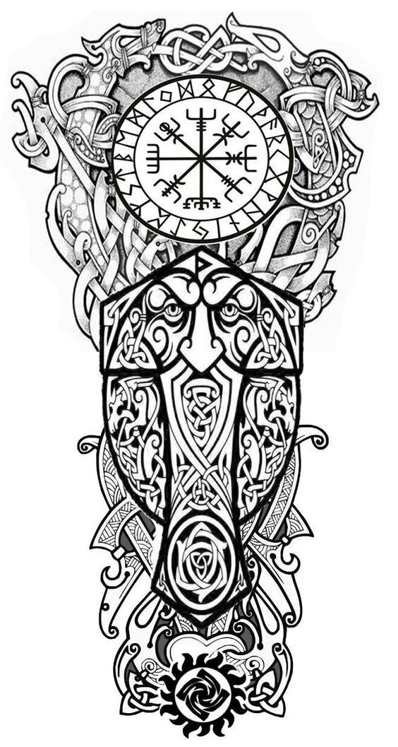 GOW Odin Viking Nordic Compass Medieval Celtic Tree of Life Wolves Flash Sublimation Printable Digital Tattoo Resizable Cosplay Costume Art