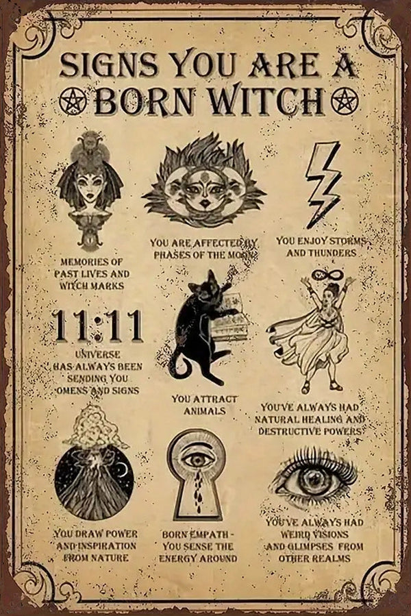 Signs You are Born A Witch - Create Your Own Art - Digital Download - Custom Wall Print - Retro Vintage Style DIY Art - Gift for Friend