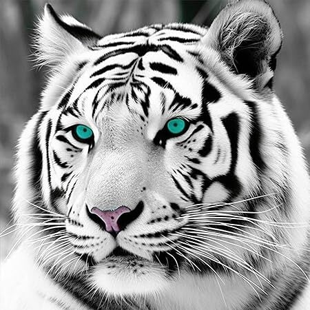 Blue Eyed White Tiger Create Your Own Art High Res Digital Download - Custom AI Print - Retro Vintage Style Print Poster