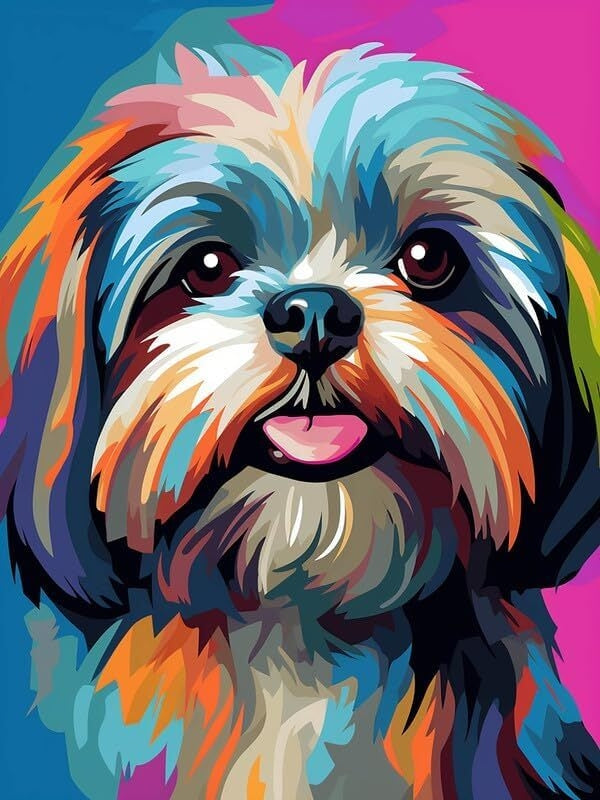 Cute Puppy in Multicolored Background - Custom AI Created Art - High Res Digital Download - Use for Your Next DIY Craft - Makes a Great Gift