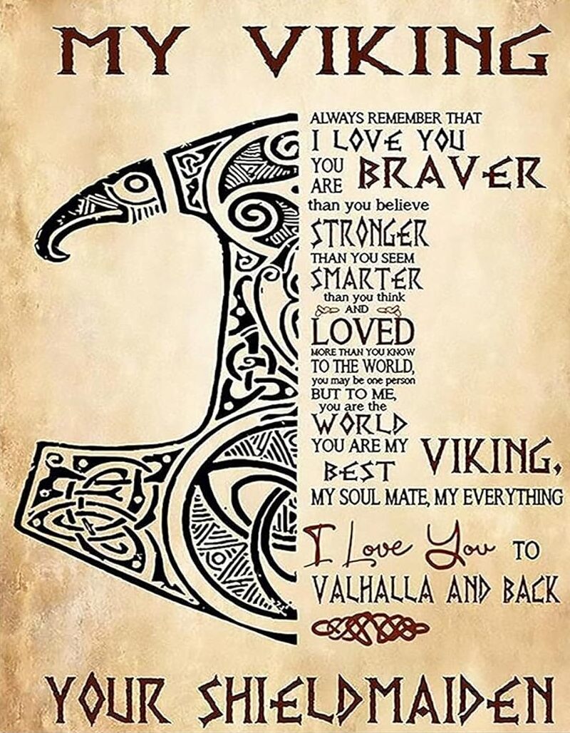 Viking Warrior My Viking I Love You to Valhalla and Back Shieldmaiden AI Created One of a Kind Digital Download Canvas Poster Wall Art DIY Printable DIY Craft Supply