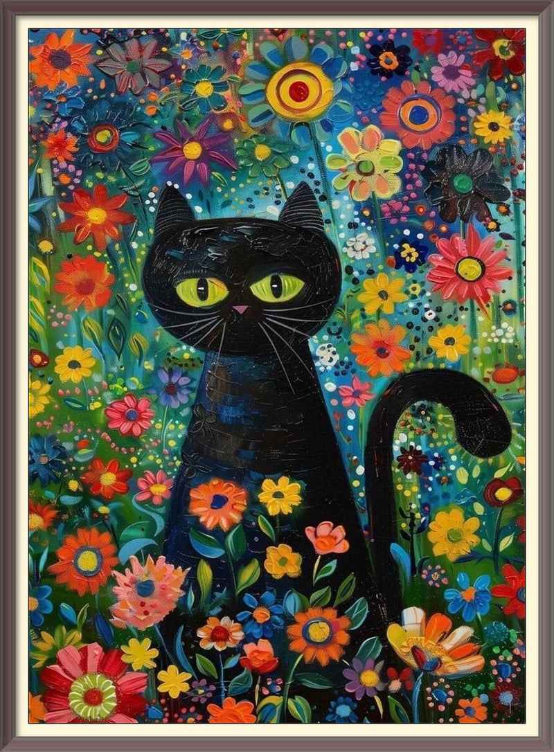 Abstract Cat Digital Download – Celtic Feline Picasso Style Art