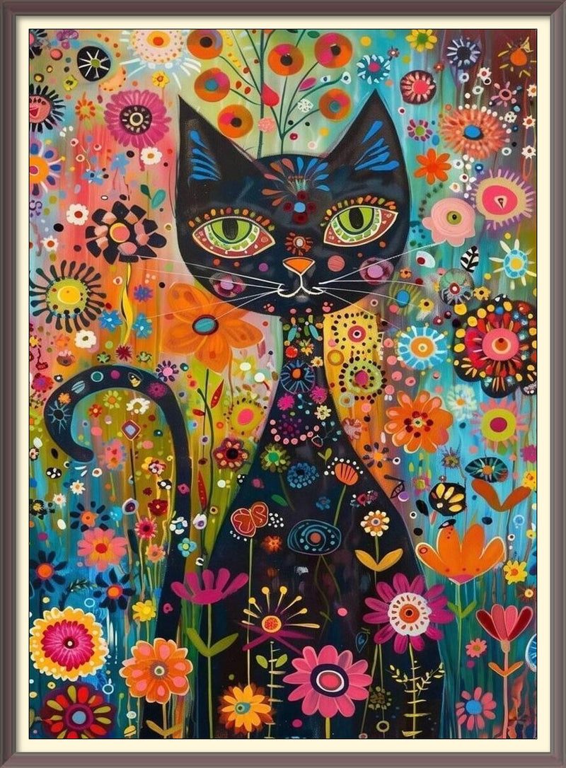 Abstract Cat Digital Download – Celtic Feline Picasso Style Art