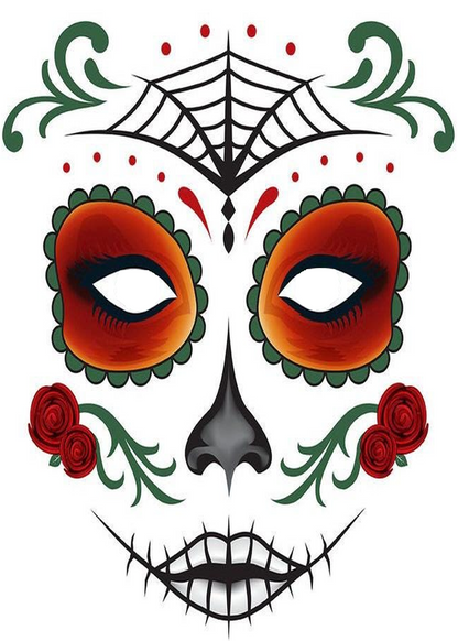Print Your Day of the Dead Face Mask Tattoo Design for Halloween Costume, Sugar Skull Art, Instant Download, DIY Temporary Ink (Copy)