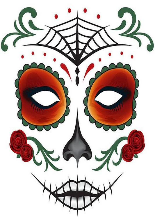 Print Your Day of the Dead Face Mask Tattoo Design for Halloween Costume, Sugar Skull Art, Instant Download, DIY Temporary Ink (Copy)