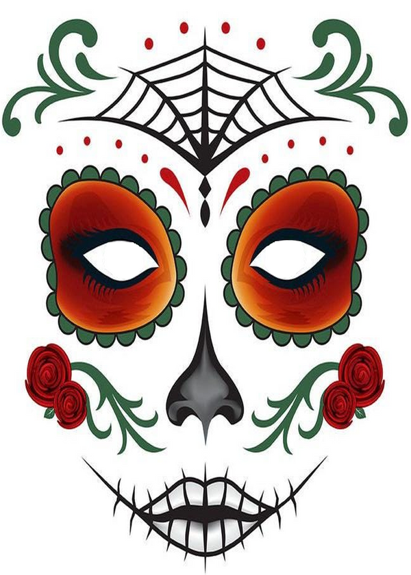 Print Your Day of the Dead Face Mask Tattoo Design for Halloween Costume, Sugar Skull Art, Instant Download, DIY Temporary Ink (Copy)