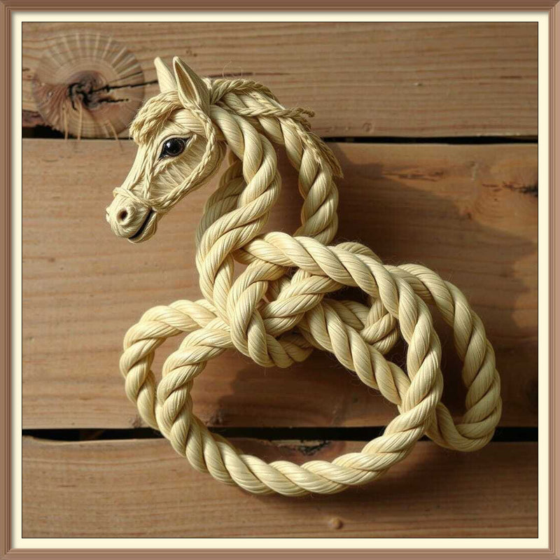 Braided and Tied Rope Unique Horse Design AI Created One of a Kind Digital Download Canvas Poster Wall Art DIY Printable DIY Craft Supply