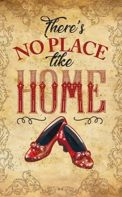 There Is No Place Like Home Red Slippers | Digital Download | Vintage Rustic Styled House Decor | Witches Magic Knowledge | Wicca Gift Wall Art