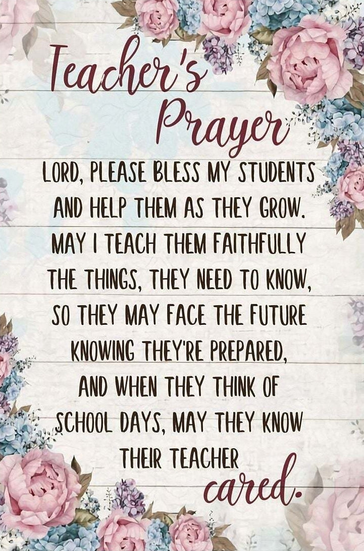 Teachers Prayer with and without Pink Border Design - AI Created One of a Kind Digital Download Art Print - Canvas Poster Art - DIY Gift