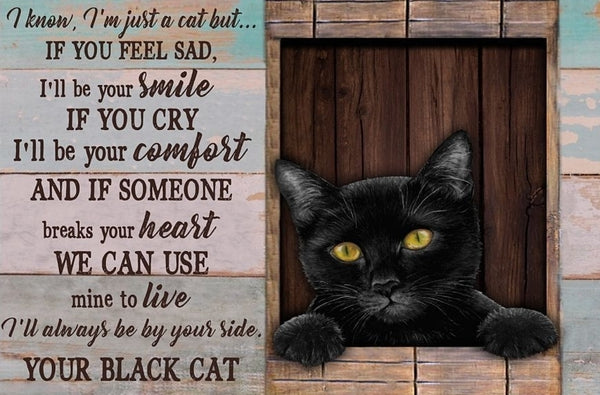 Black Cat Familiar - I Know I Am Just A Cat - High Resolution Versatile Digital Art Instant Download Fairycore, Cottagecore, DIY Crafts