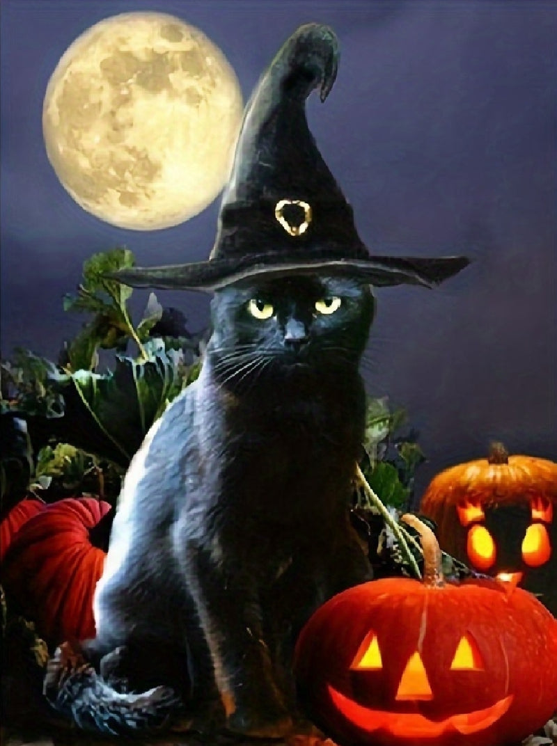 Black Cat Full Moon Witch Hat with Pumpkins  - High Resolution Versatile Digital Art piece! This versatile design can be used in a variety of ways to enhance your home decor or craft projects.