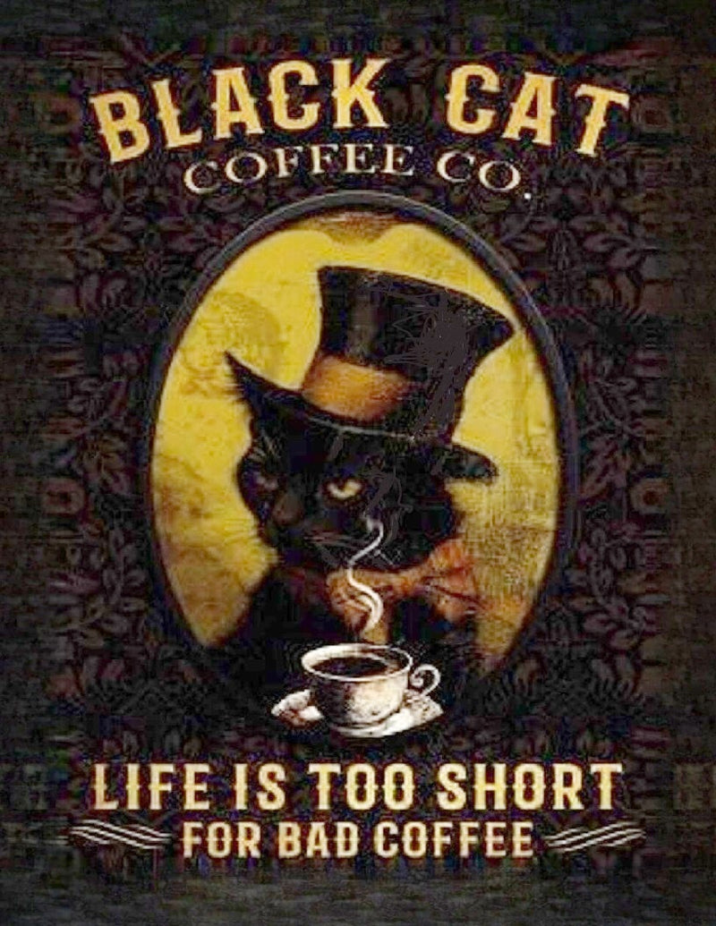 Black Cat Bad Coffee Vivid Colors 300 dpi 2340x3508 px Art DIY Designs Can Be Printed Upto 36x48" Posters (POD) Print On Demand Digital File