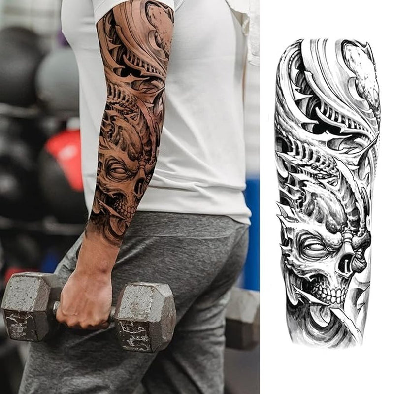 Set of 10 Full Arm Tattoo Sleeves Temporary Large Fake Body Art For Men or Women