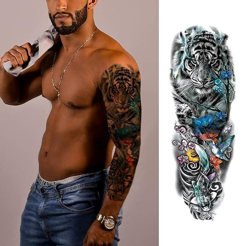 Set of 10 Full Arm Tattoo Sleeves Temporary Large Fake Body Art For Men or Women