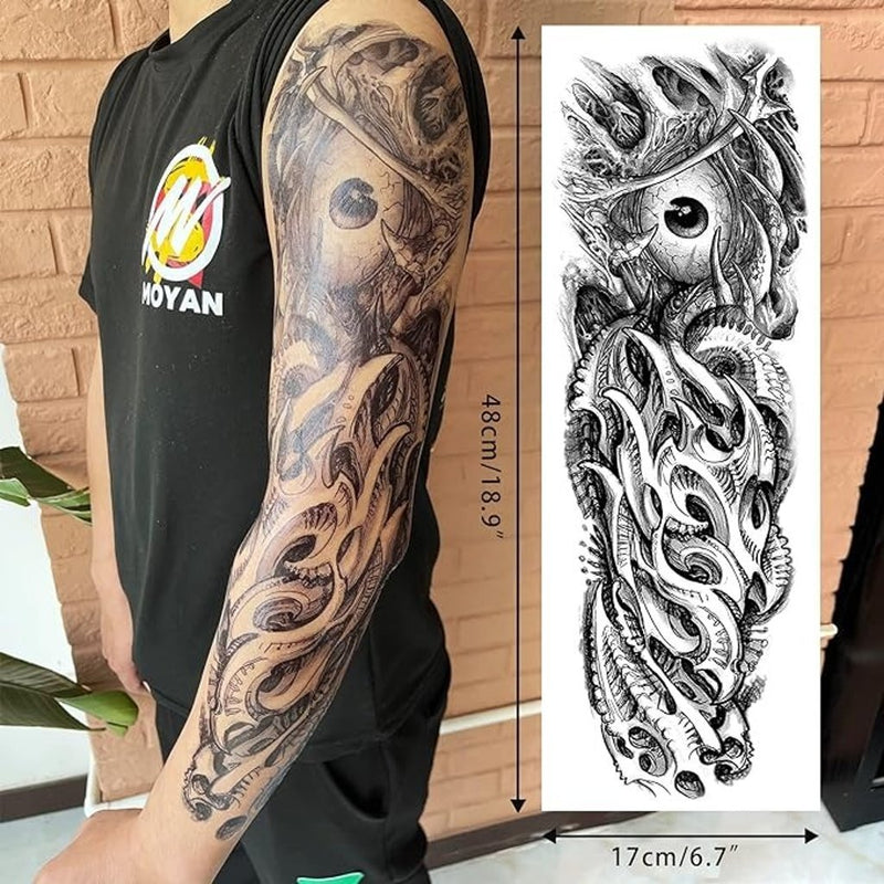 Set of 10 Full Arm Tattoo Sleeves Temporary Large Fake Body Art For Men or Women