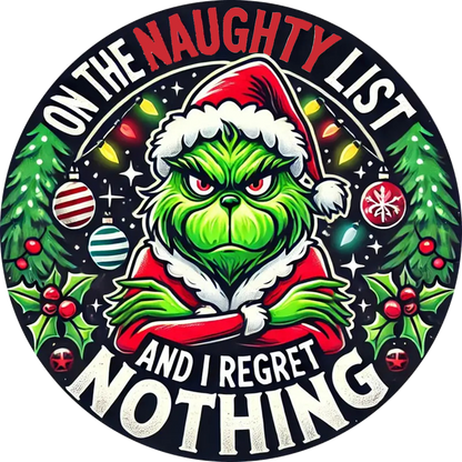 On The Naughty List I Regret Nothing Unique T-Shirt Poster Quote - AI Created One of a Kind Digital Download