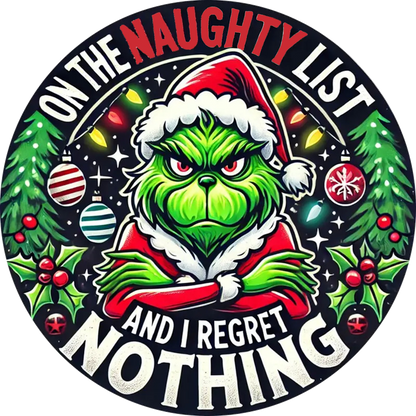 On The Naughty List I Regret Nothing 100% Cotton T-Shirt for Men or Women Soft, Comfortable, Breathable Adult T-Shirt
