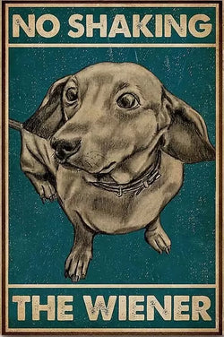 No Shaking the Weiner Dachshund Art - AI Enhanced Hand Crafted Original Retro Style Home Decor - Digital Download - Custom Designed Art