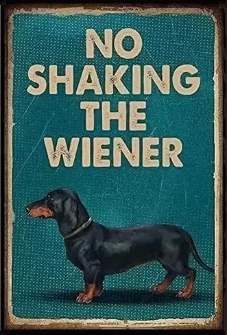 No Shaking the Weiner Dachshund Art - AI Enhanced Hand Crafted Original Retro Style Home Decor - Digital Download - Custom Designed Art