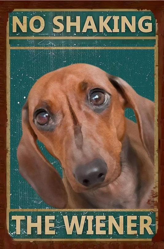 No Shaking the Weiner Dachshund Art - AI Enhanced Hand Crafted Original Retro Style Home Decor - Digital Download - Custom Designed Art