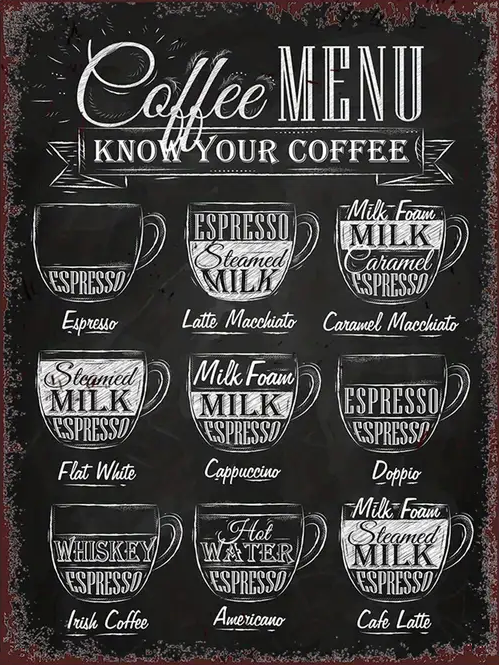 Coffee Menu Kitchen Display AI Created One of a Kind Digital Download Canvas Poster Wall Art Print DIY Printable Gift Make Your Own Crafts