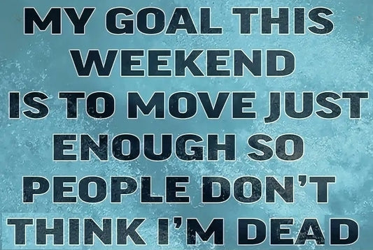 My Goal This Weekend Is To Move Just Enough - Funny Quote Home Decor AI Enhanced High Resolution Digital Custom Design One of a Kind Art
