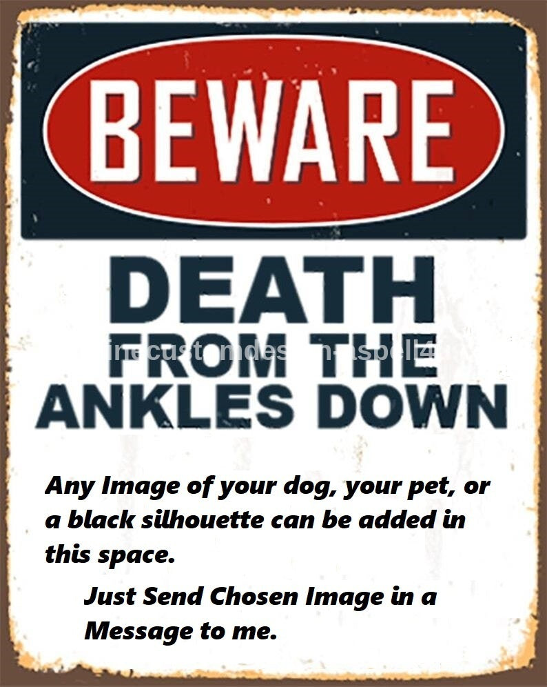 Beware Death From the Ankles Down Dog Warning AI Created One of a Kind Digital Download Canvas Poster Wall Art DIY Printable Craft Supply