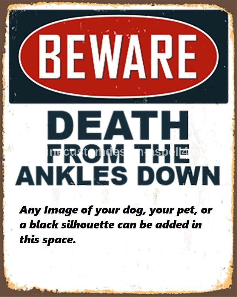 Beware Death From the Ankles Down Dog Warning AI Created One of a Kind Digital Download Canvas Poster Wall Art DIY Printable Craft Supply