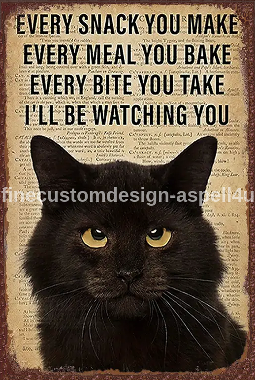 Library Page Black Cat Every Snack You Make AI Created One of a Kind Digital Download Canvas Poster Wall Art DIY Printable DIY Craft Supply