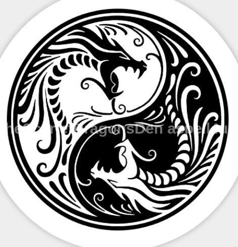 Ying Yang Dragon Black and White Image PNG for Tattoo Design - Digital Download - Canvas Poster - One of A Kind Print - Custom Made AI Designed