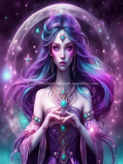 Purple Goddess - Wicca Coven Art Display - Digital Download - Canvas Poster - One of A Kind Print - Custom Made AI Designed