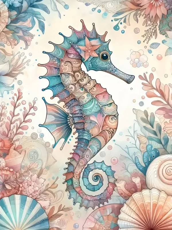 Sea Horse Prints Art Gift AI Assisted DIY Printable One-of-a-Kind High-Quality Digital Image