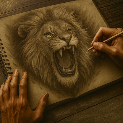 Lions and Tigers Bears and Wolves Oh My Digital Print Set of 4 | Wildlife Animal Wall Art | Rustic Woodland Nature Decor | Cabin Lodge Gift