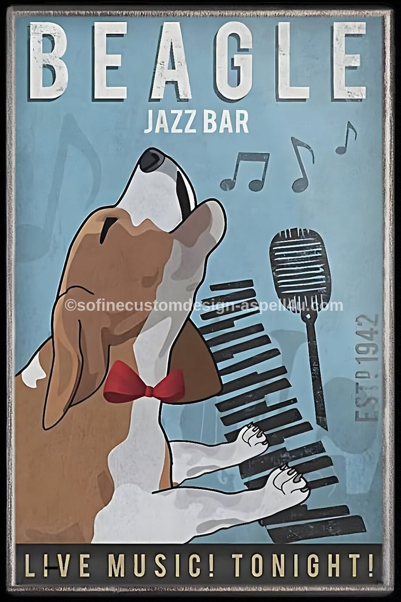 Beagle Jazz Bar and More AI Created Digital DIY Printable Canvas Poster Wall Art Craft Supply Download, Print, and Edit with your PHONE