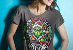 On The Naughty List I Regret Nothing Unique T-Shirt Poster Quote - AI Created One of a Kind Digital Download