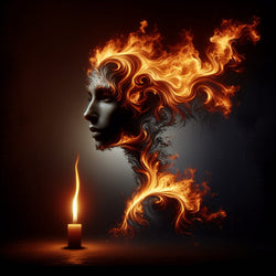 Cat Eyes and Woman on Fire 3 Images - Custom AI Created Art - High Res Digital Download - Use for Your Next DIY Craft - Makes a Great Gift