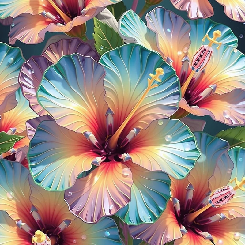 Tropical Hibiscus Seamless PNG Bundle for Sublimation Printing Wall Art Floral Backgrounds Digital Clipart Scrapbook Decor Printable Set