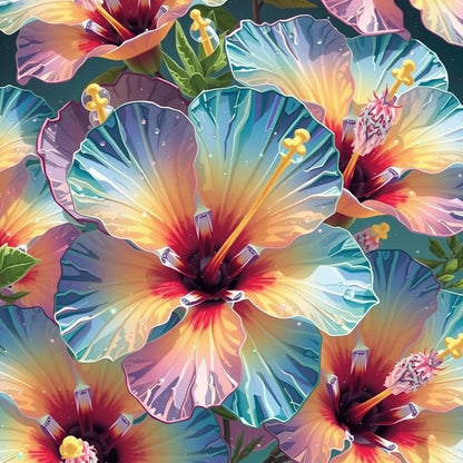Tropical Hibiscus Seamless PNG Bundle for Sublimation Printing Wall Art Floral Backgrounds Digital Clipart Scrapbook Decor Printable Set
