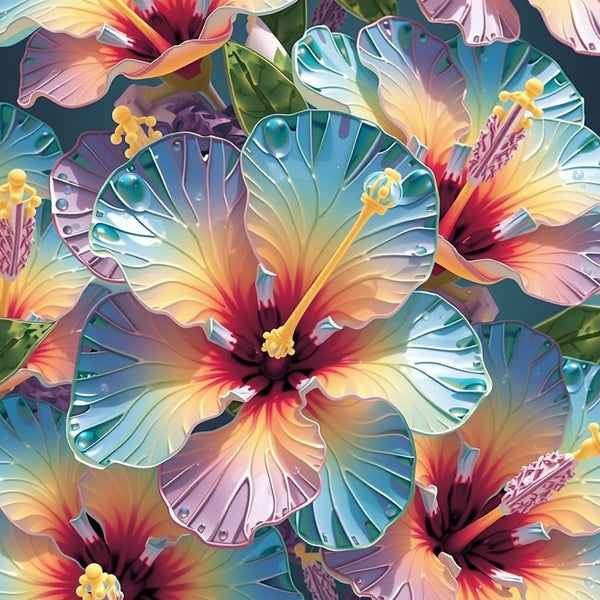 Tropical Hibiscus Seamless PNG Bundle for Sublimation Printing Wall Art Floral Backgrounds Digital Clipart Scrapbook Decor Printable Set