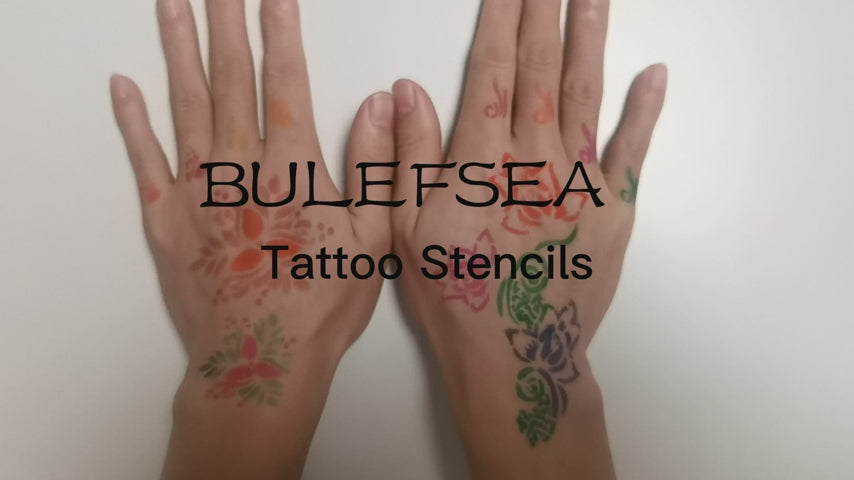 BULEFSEA Henna Tattoo Stencils Kit Reusable for Women Girls and Kids 410 PCS Tattoo TemplatesTemporary Indian Arabian Glitter Airbrush Tattoo Stencil