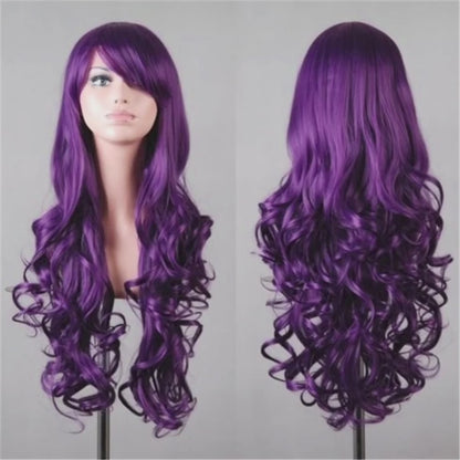 Costume Wigs Colorful Long Curly Synthetic Wig With Bangs Beginners Friendly Heat Resistant For Halloween Cosplay Party