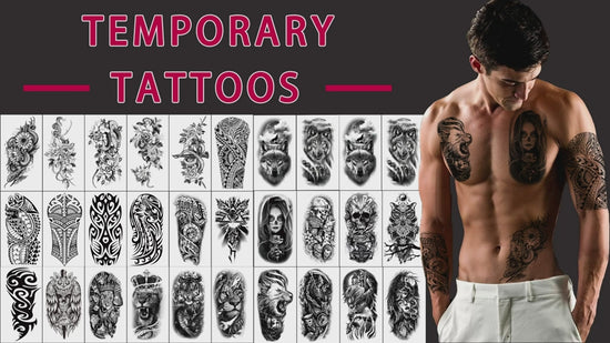30 Sheets Temporary Tattoos for Women Tattoo Stickers Long Lasting 3D Realistic Large Flower Snake Temp Tattoos Waterproof Half Sleeve for Men Adults Teens Party Bar