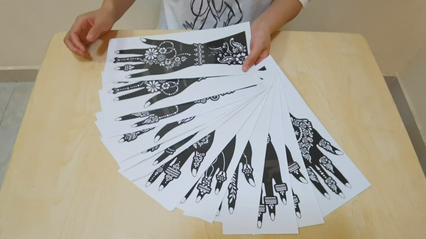Large Henna Tattoo Stencil Kit12 Sheets Henna Tattoo stickers for Hand Forearm Glitter Airbrush Diy Tattooing Template Indian Temporary Tattoo Stickers for Women Girls