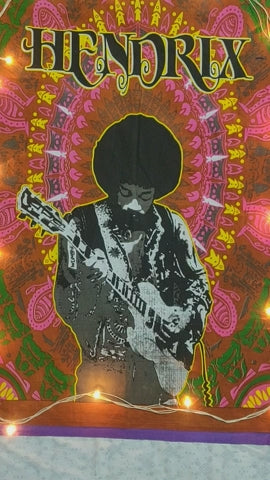 ICC Jimi Hendrix Guitar Poster Wall Hanging Trippy Tapestries 30 x 40 Inches Jimmie Hendrix Classic Rock legend Music Tapestry Jimmy Bohemian Decoration Psychedelic Hippie Large Decor Purple
