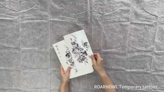 ROARHOWL sexy temporary tattoos for womensexy tattoo kit beautiful and exquisite3D realistic flowers butterflies abdomen chest waist and back apply fake tattoos for girl Design 5